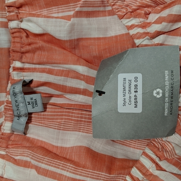 Andrew Marc - Marc New York Women's Off the Shoulder Top New Striped Size Medium - Picture 3 of 5